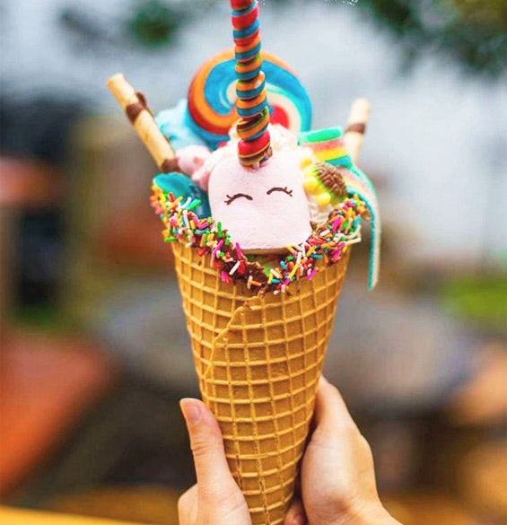 Unicorn ice cream cone