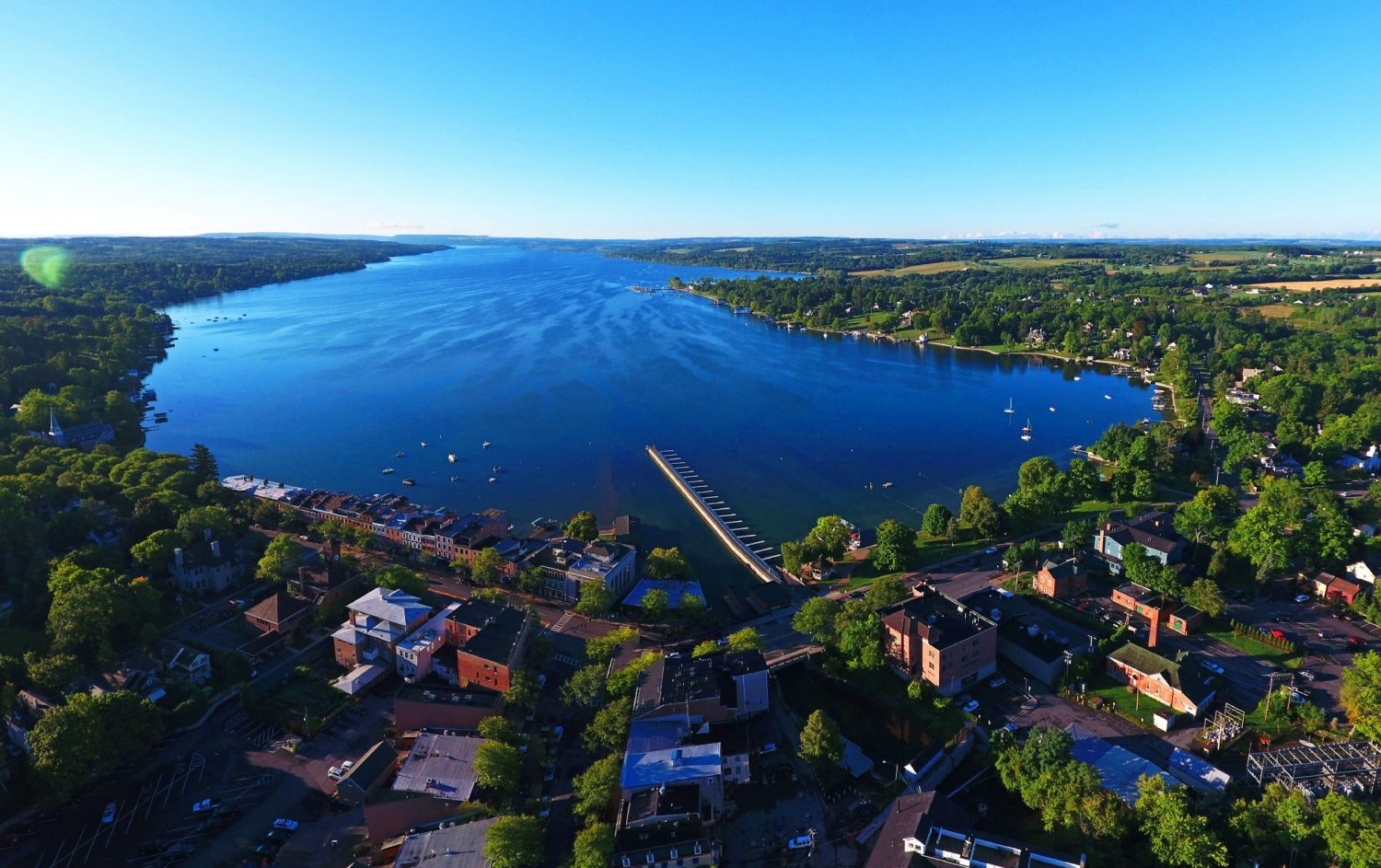 Travel News - Aerial of Skaneateles Lake and Village