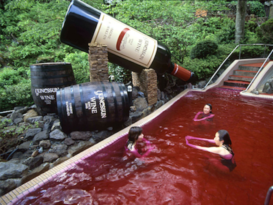 You can bathe in wine, coffee or green tea at this Japanese spa