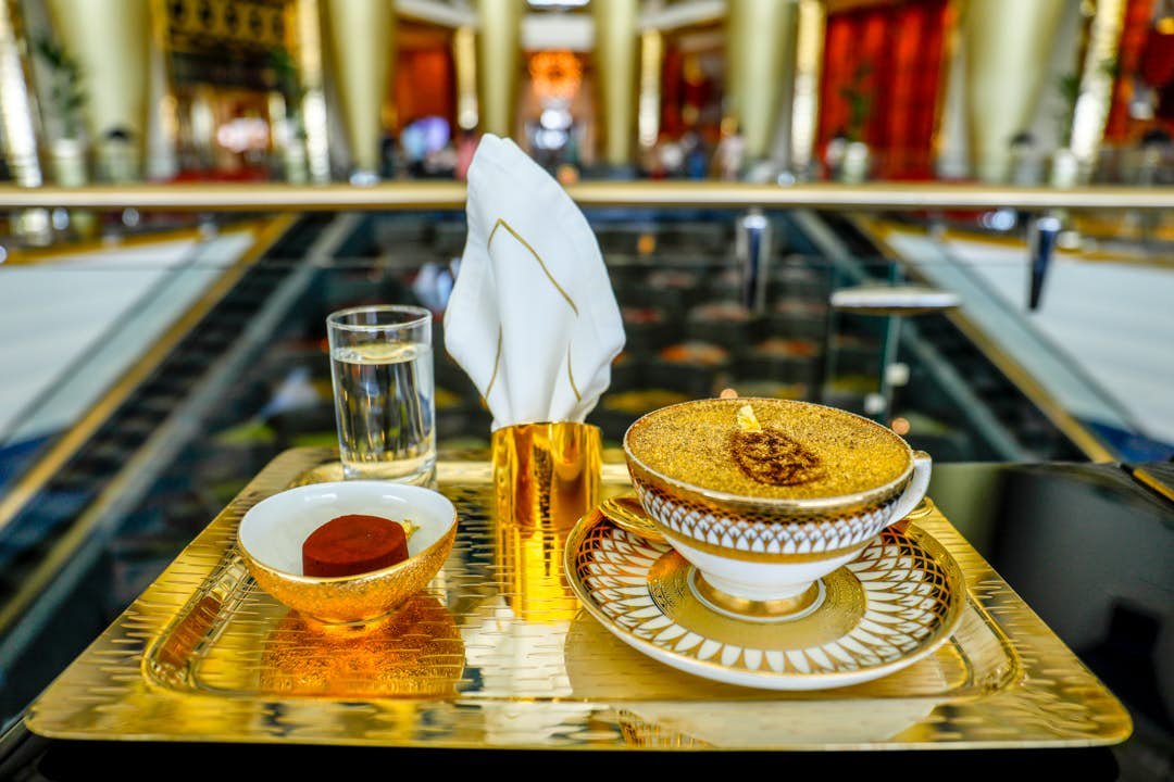 Try a cappuccino made with real gold at the Burj Al Arab in Dubai