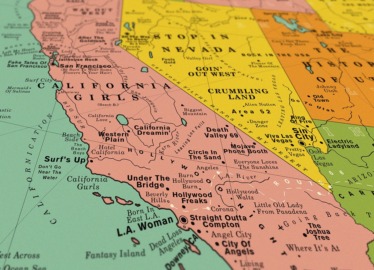 Travel News - usa-song-map-california