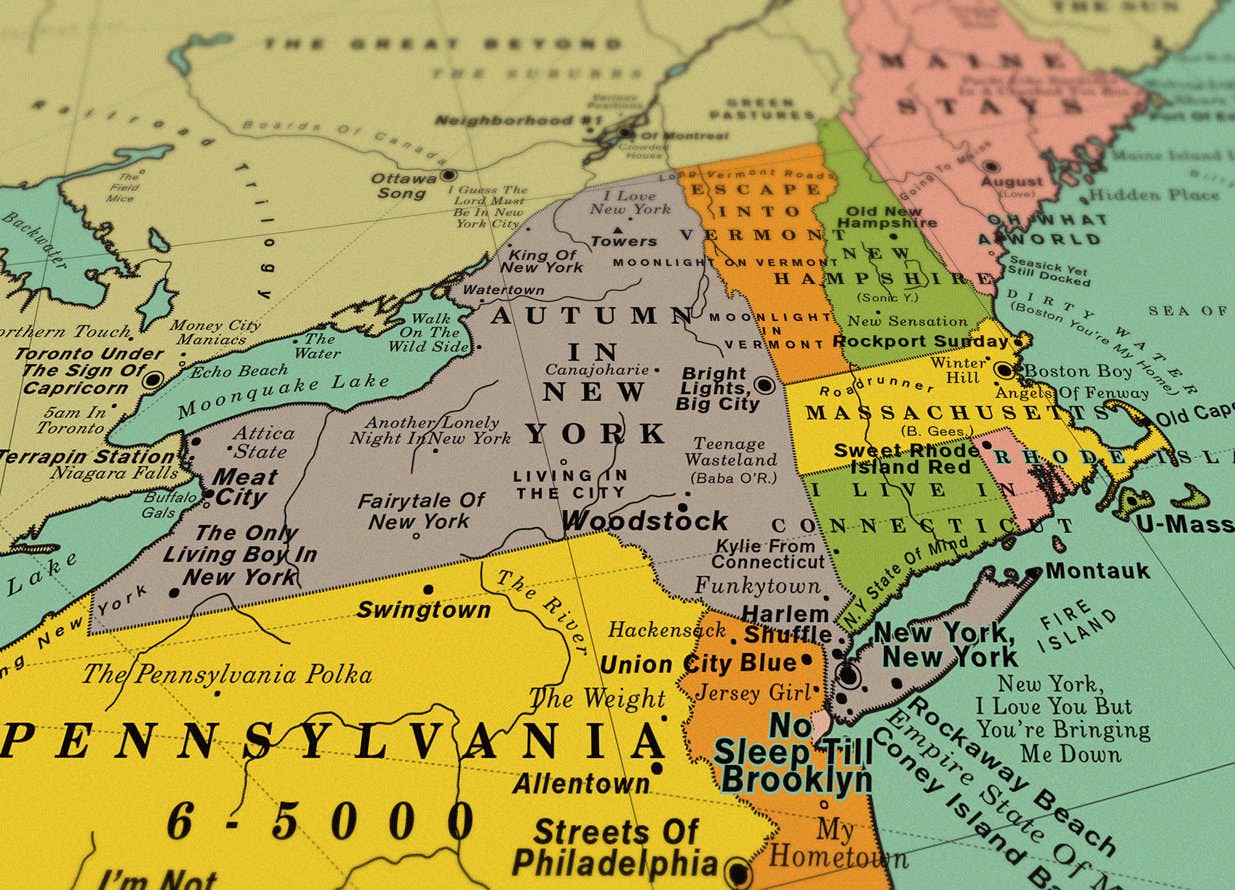A New Map Of The Us Is Made Up Entirely Of Song Titles Lonely Planet song titles