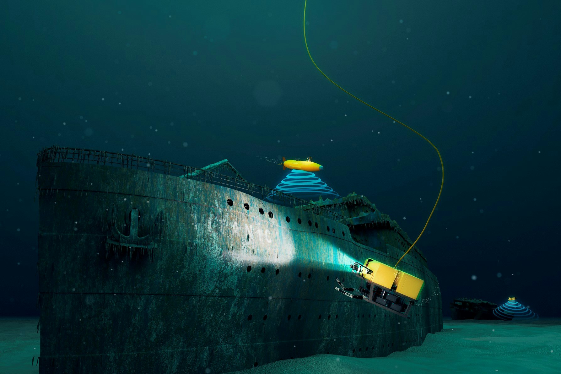Autonomous Underwater Vehicles explore the wreck of the Titanic