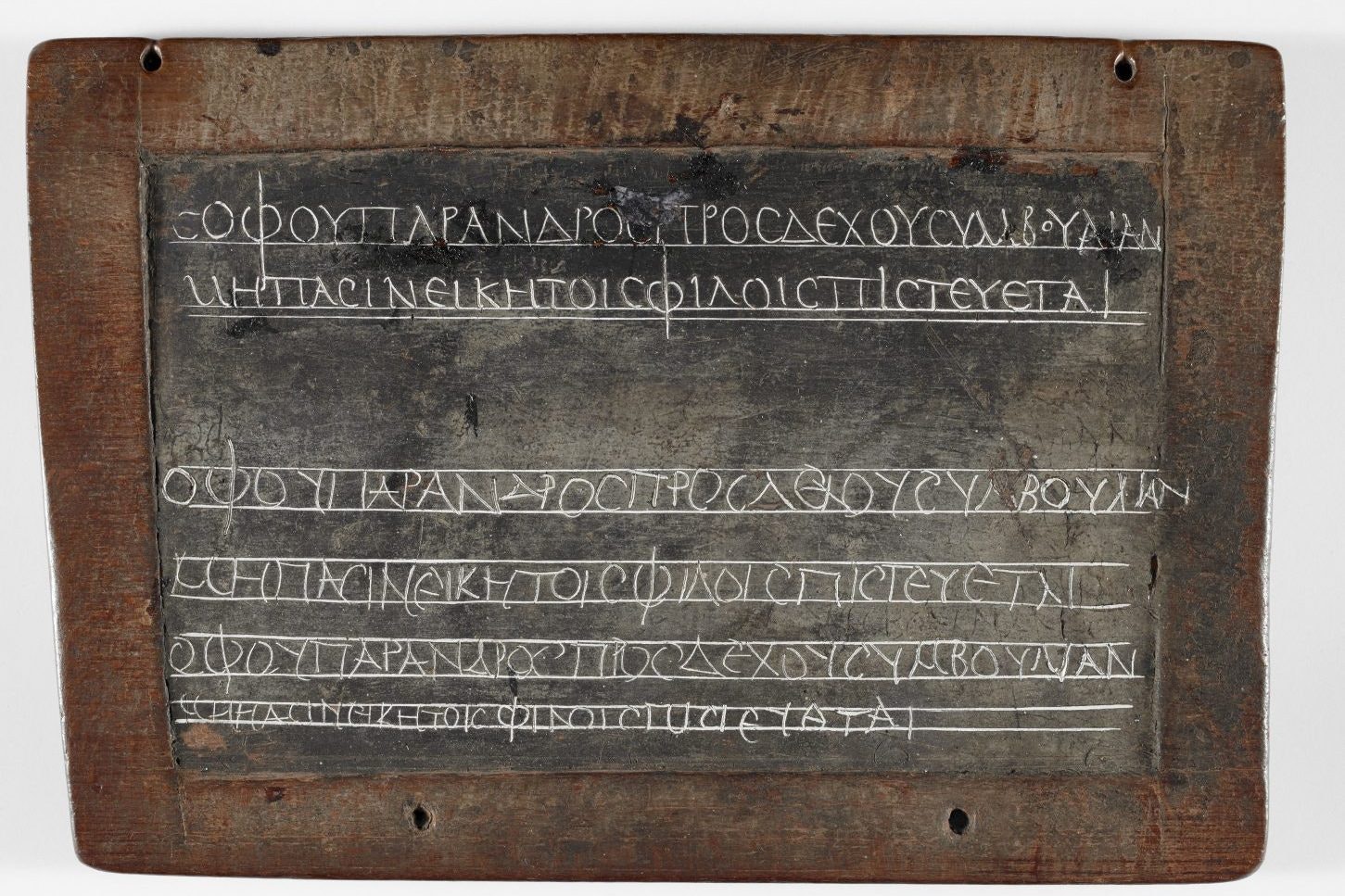 Travel News - Schoolchilds homework in Greek on a wax tablet c British Library (1)