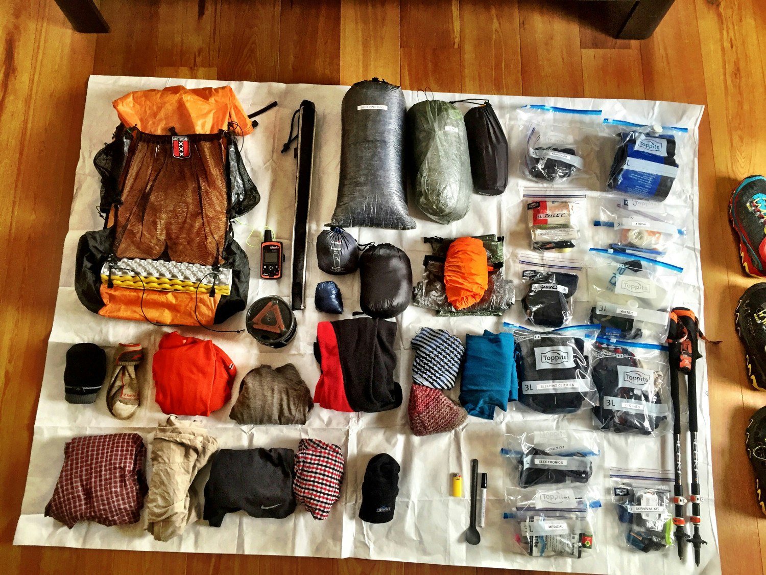 Tim's equipment for the six-month journey.