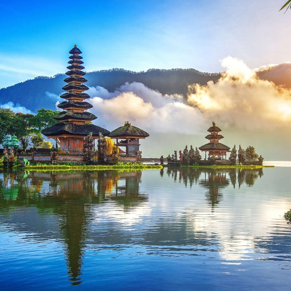 A temple on the water in Bali in Indonesia