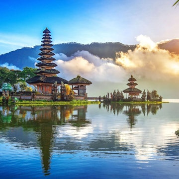 A temple on the water in Bali in Indonesia