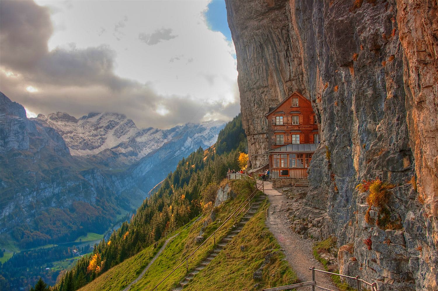 Travel News - Aescher - Wildkirchli The Ascher mountain restaurant in Switzerland.