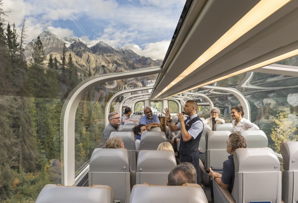 The new GoldLeaf Service rail cars from Rocky Mountaineer.