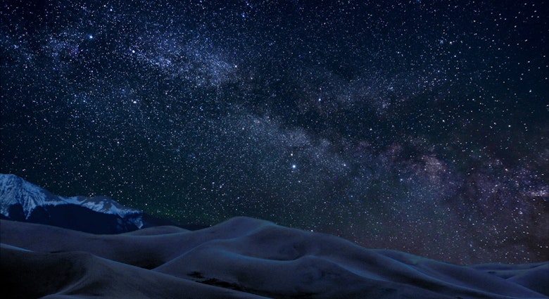 The Great Sand Dunes National Park at night.