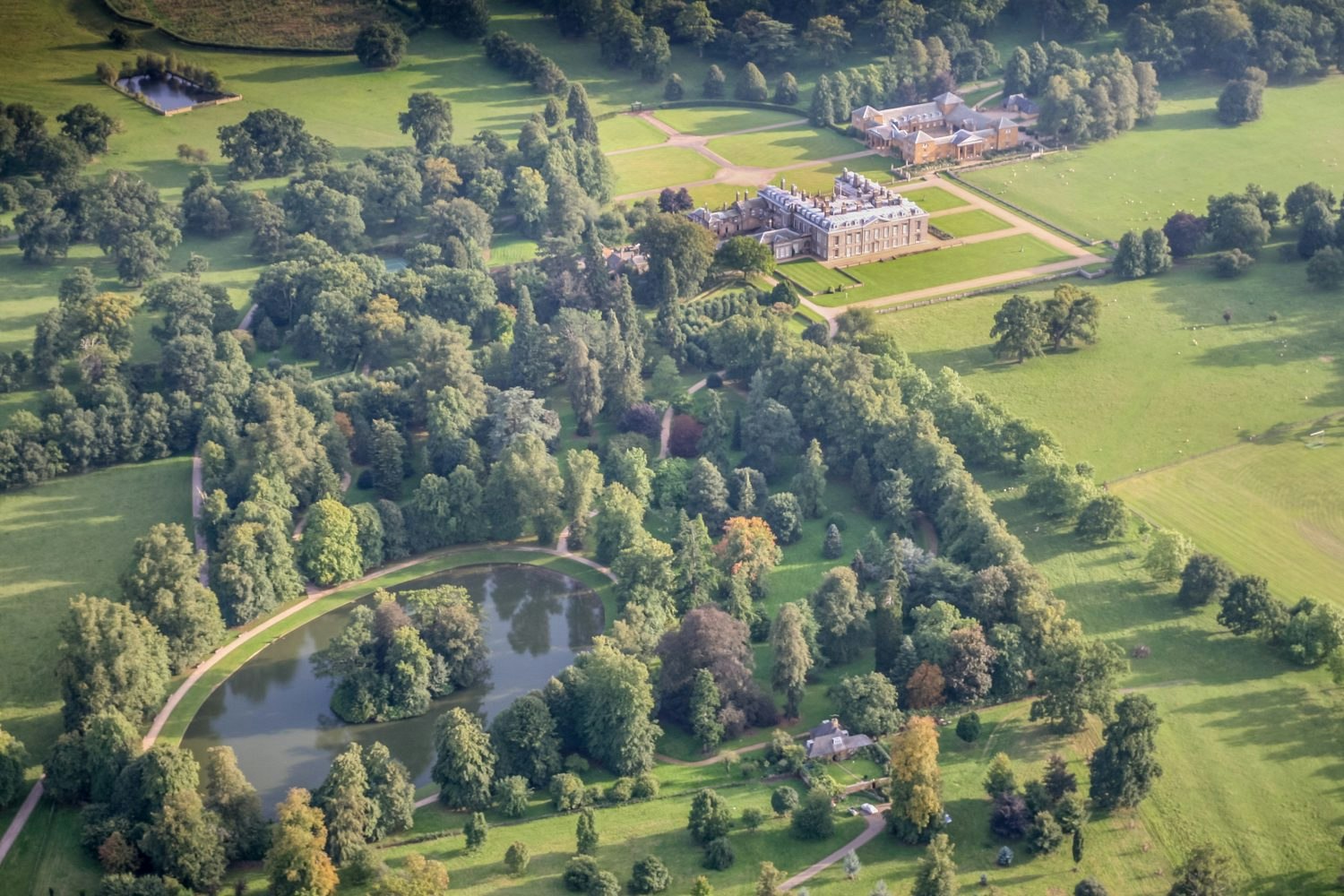 An aerial view of Althorp House, home of the Spencer family
