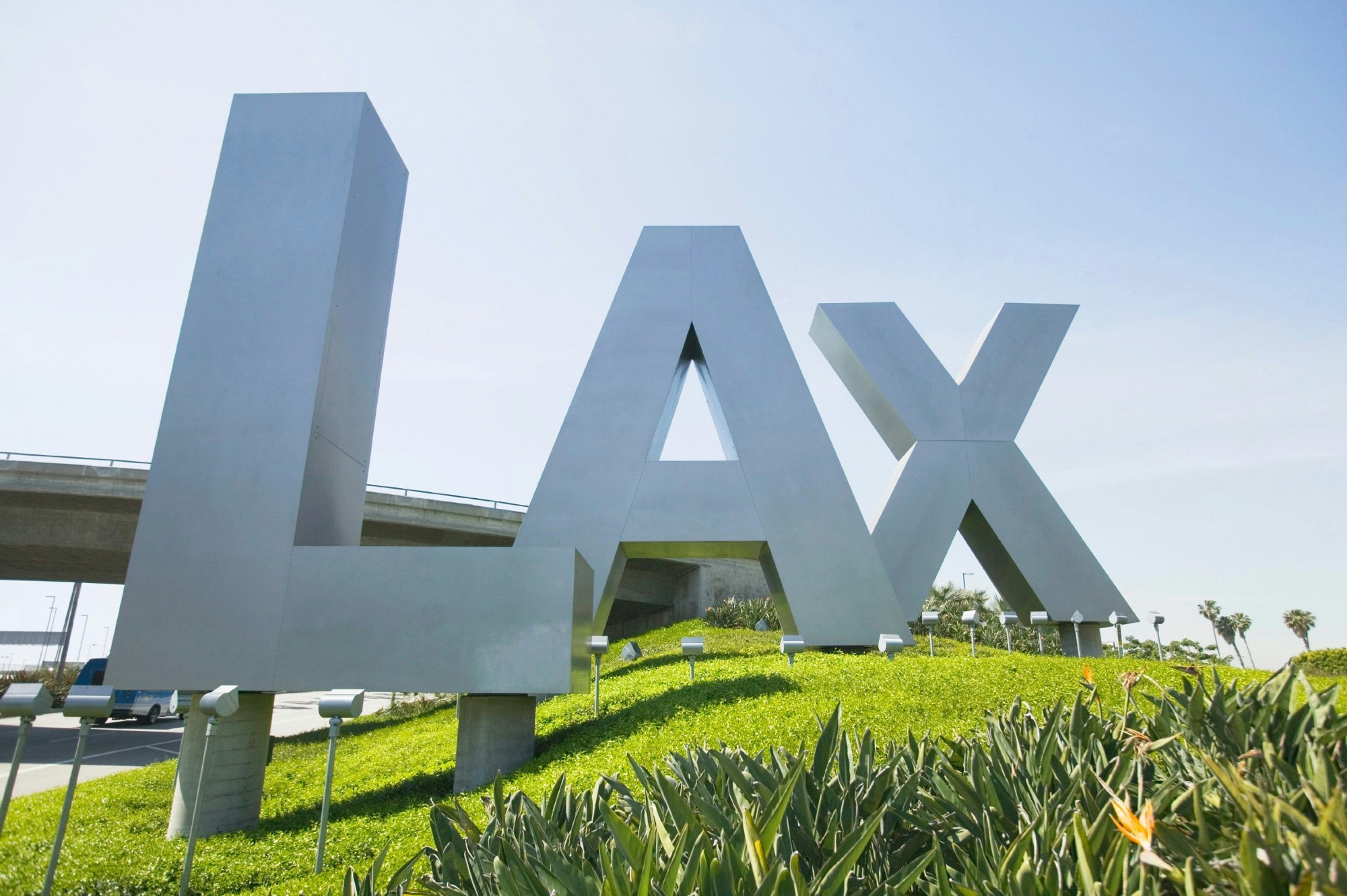 The LAX sign at Los Angeles International Airport