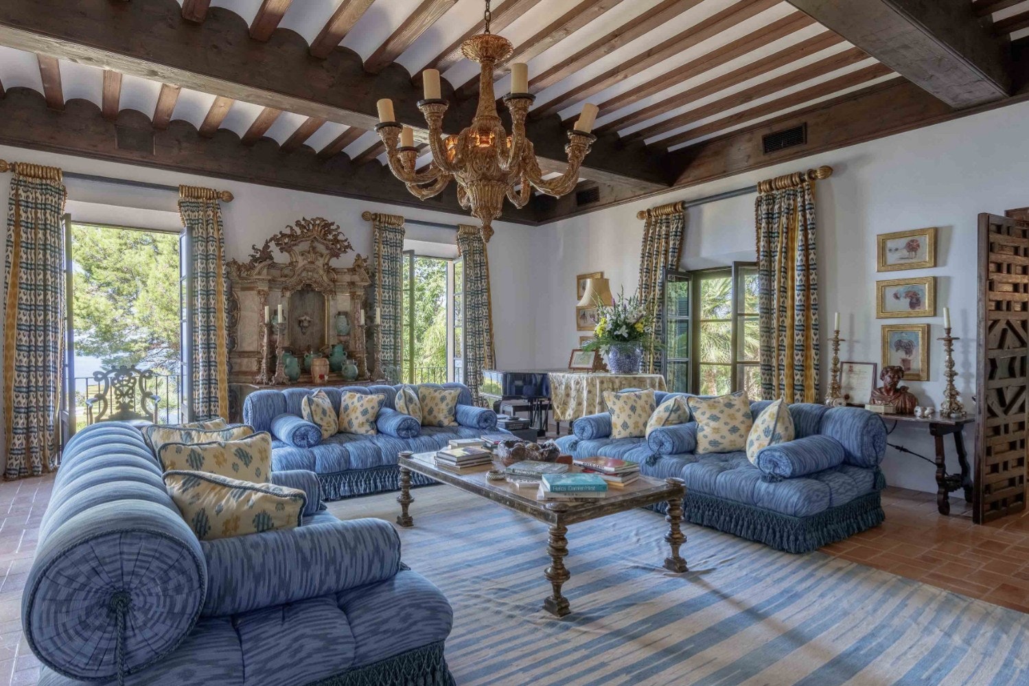 The living room of Michael Douglas's estate in Mallorca