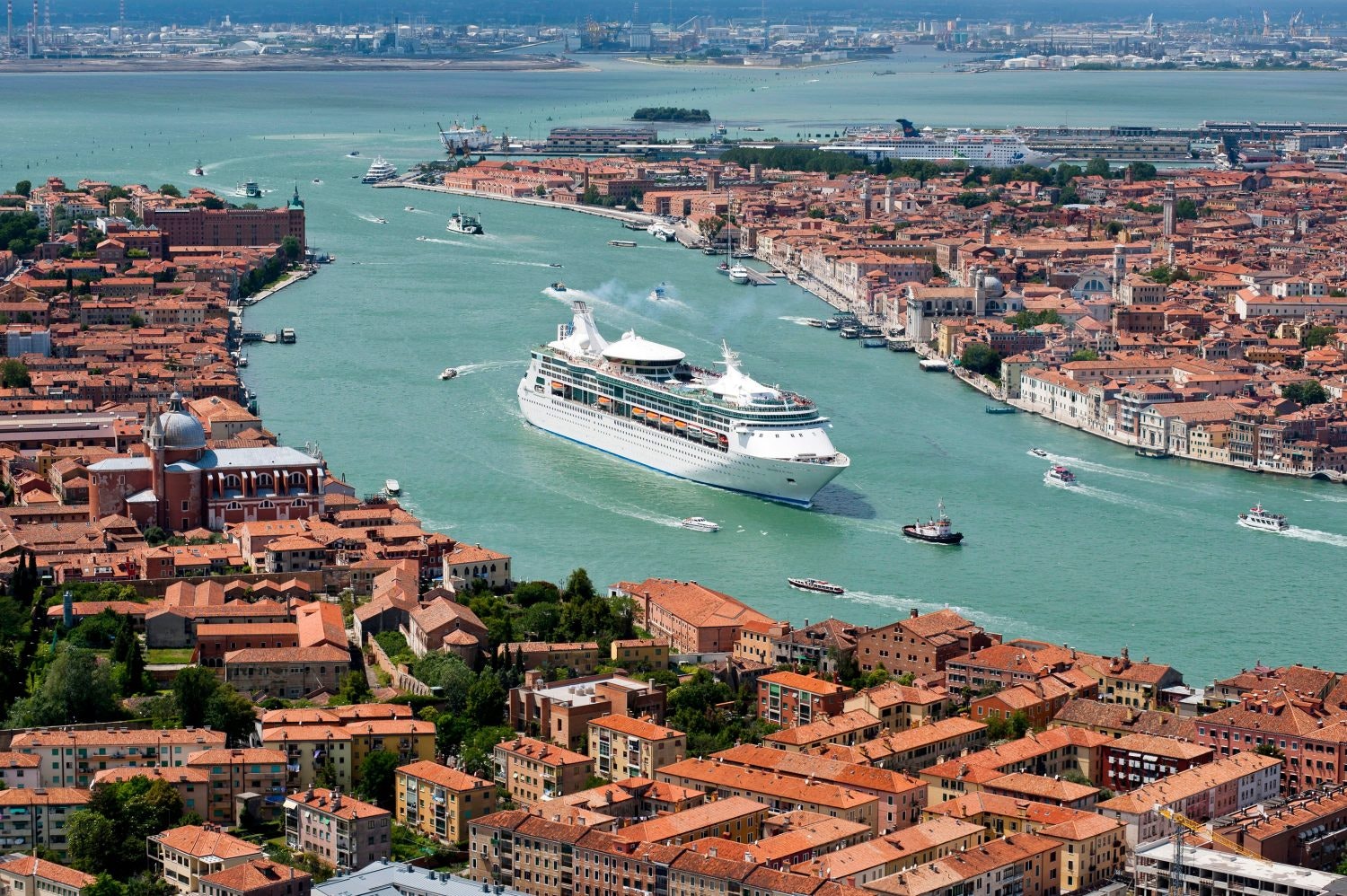 A cruise ship crossing the Grand Canal in Venice, Italy