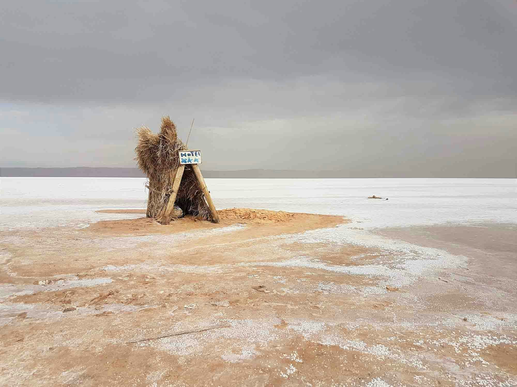 Salt lake in the desert