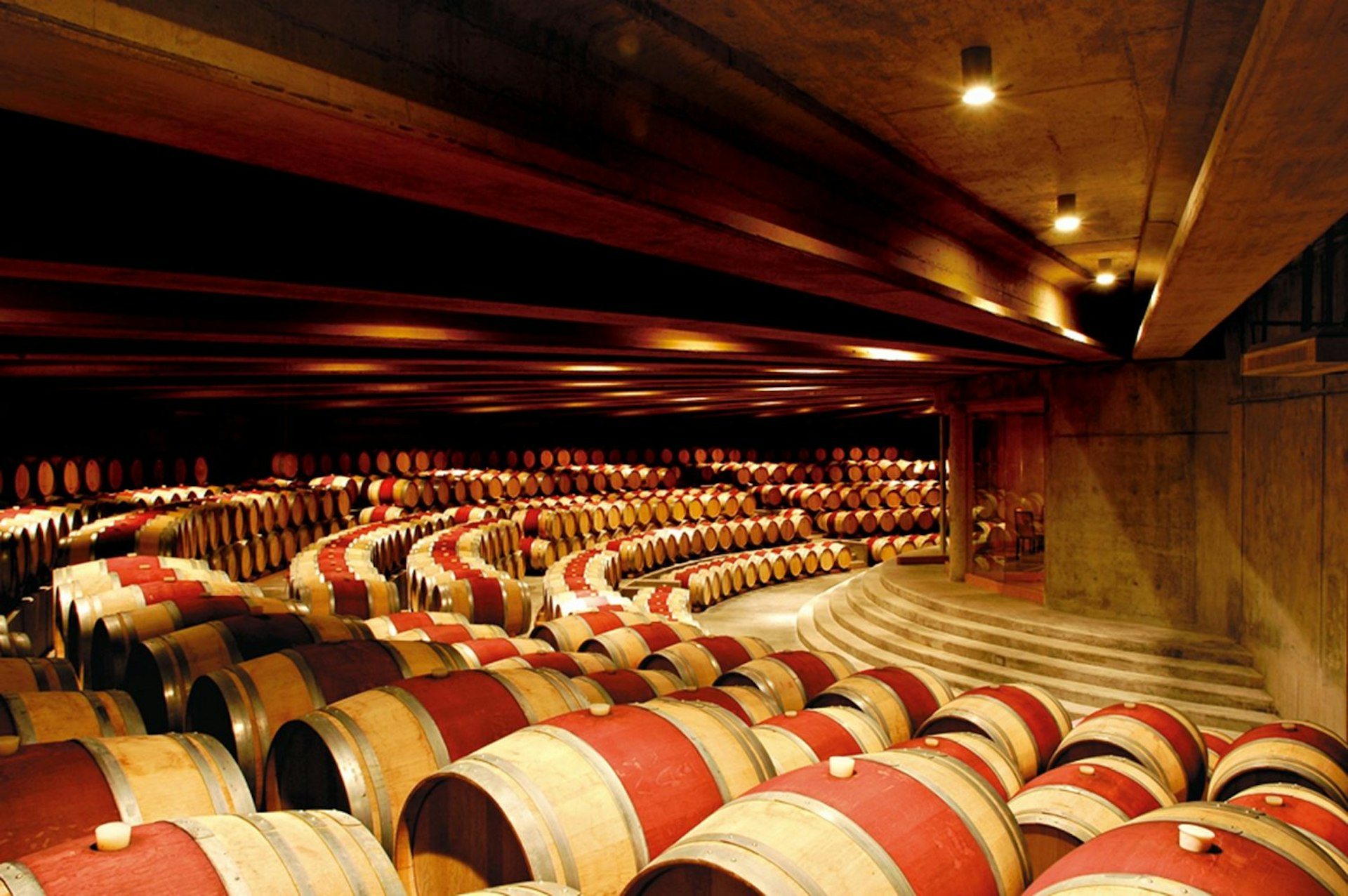 Wine barrels at Montes in Chile