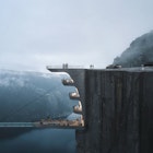 A rendering of a hotel built into a Norwegian cliff