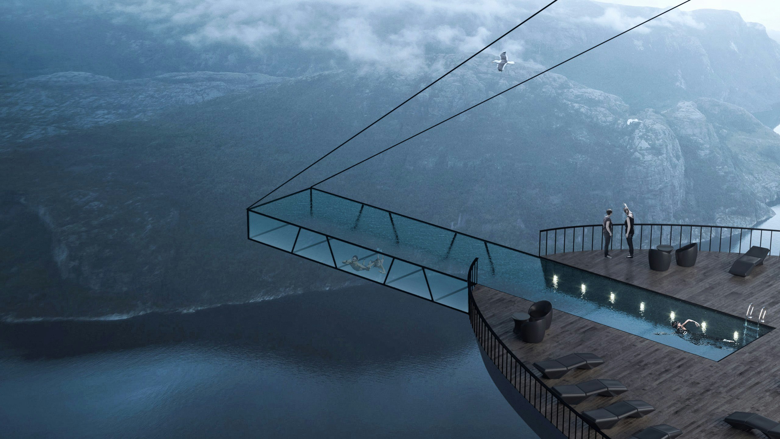 The proposed hotel in the side of Preikestolen n Norway.