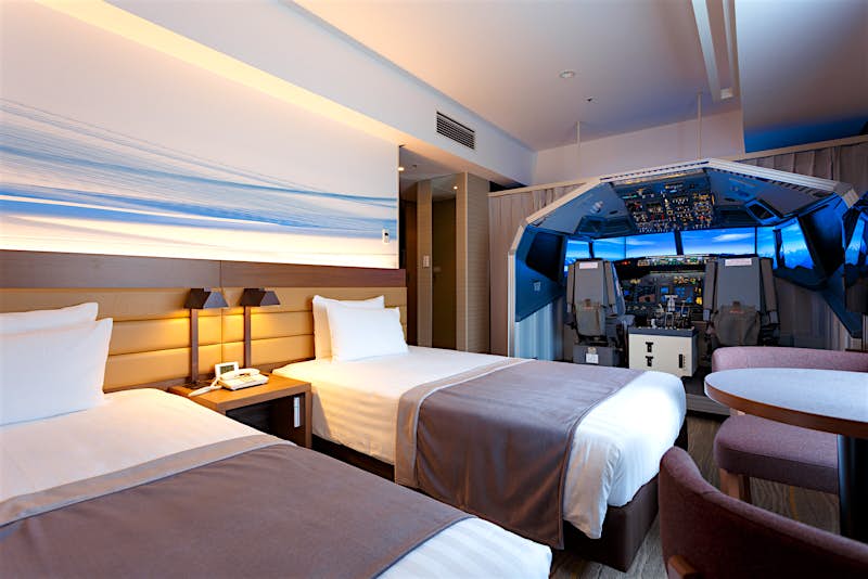 Travel News - Superior_Cockpit_Room Haneda Excel Hotel Tokyu's Superior Cockpit room features the simulator.