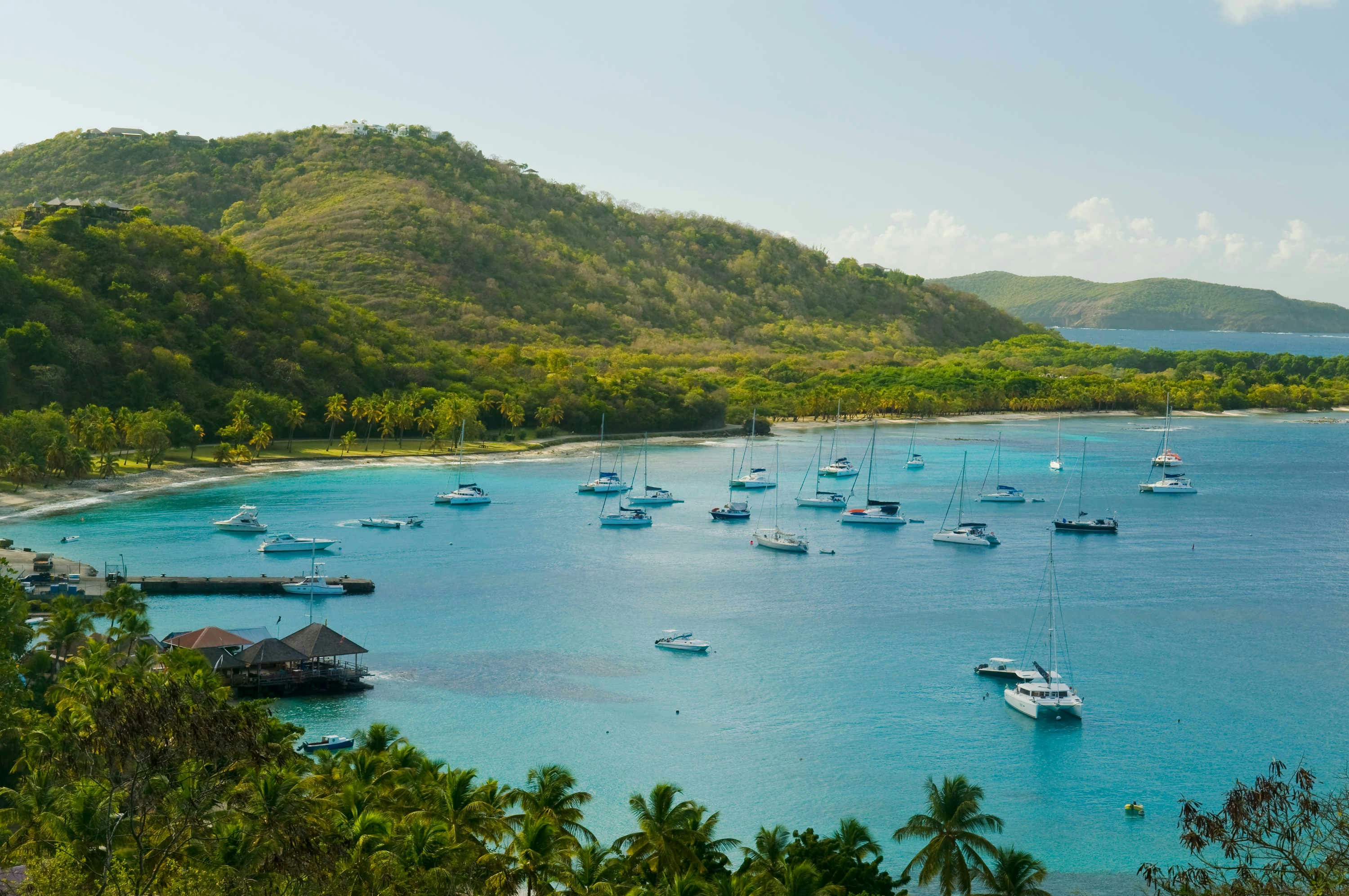 Sailing boats in a picturesque bay.