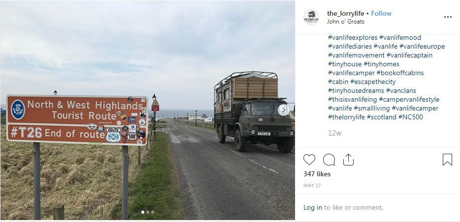 Tom chronicled the story of his Scottish travels on his Instagram