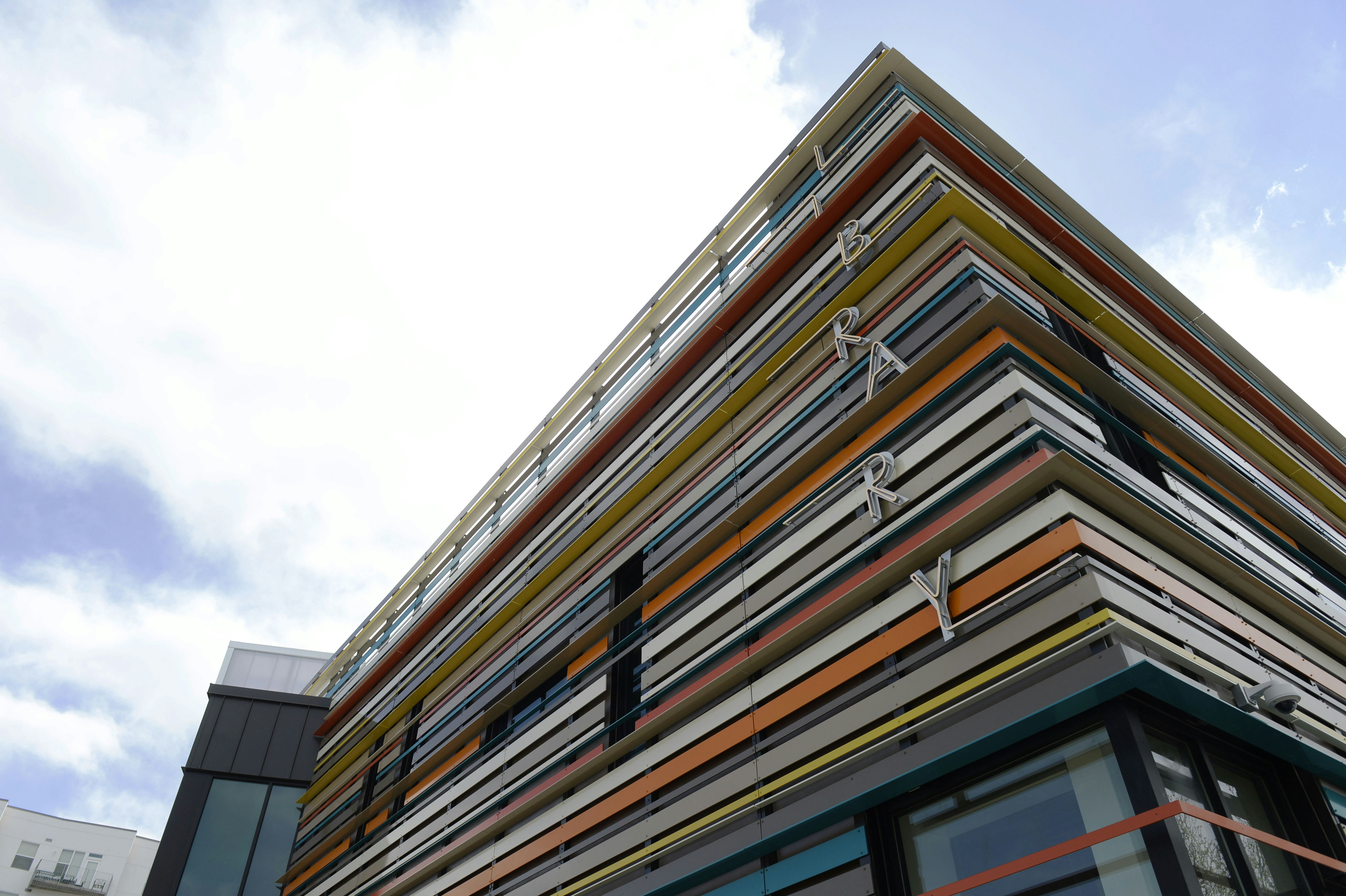 The colourful facade of the Rodolfo "Corky" Gonzales Branch of Denver Library April 15, 2015. (Photo by Andy Cross/The Denver Post via Getty Images)